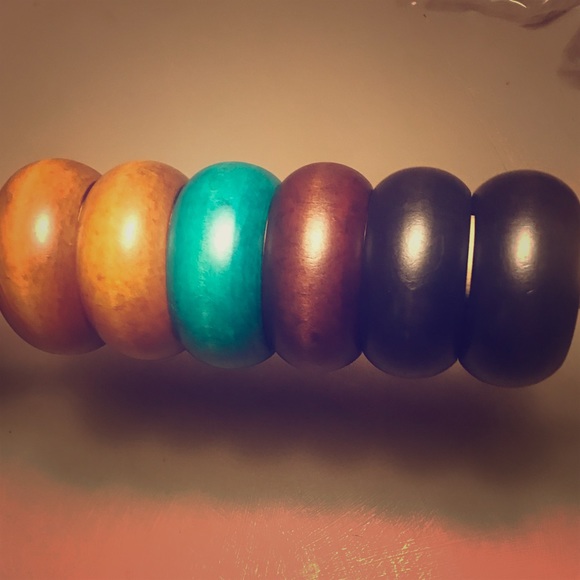 Wooden Chunky Bracelet Set of 2 - Picture 1 of 2